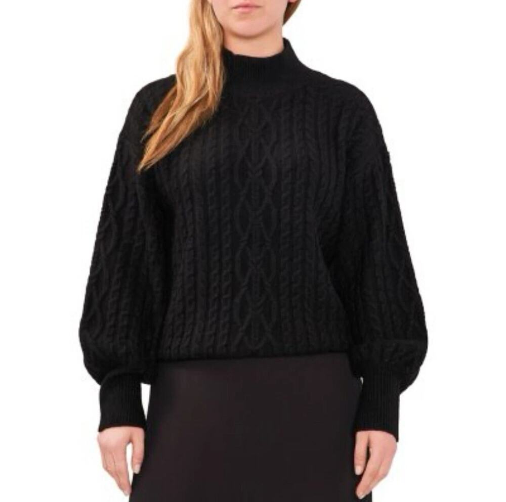 NWT Vince Camuto Women Mock Neck Cable Knit Pullover Sweater Relaxed Fit XL